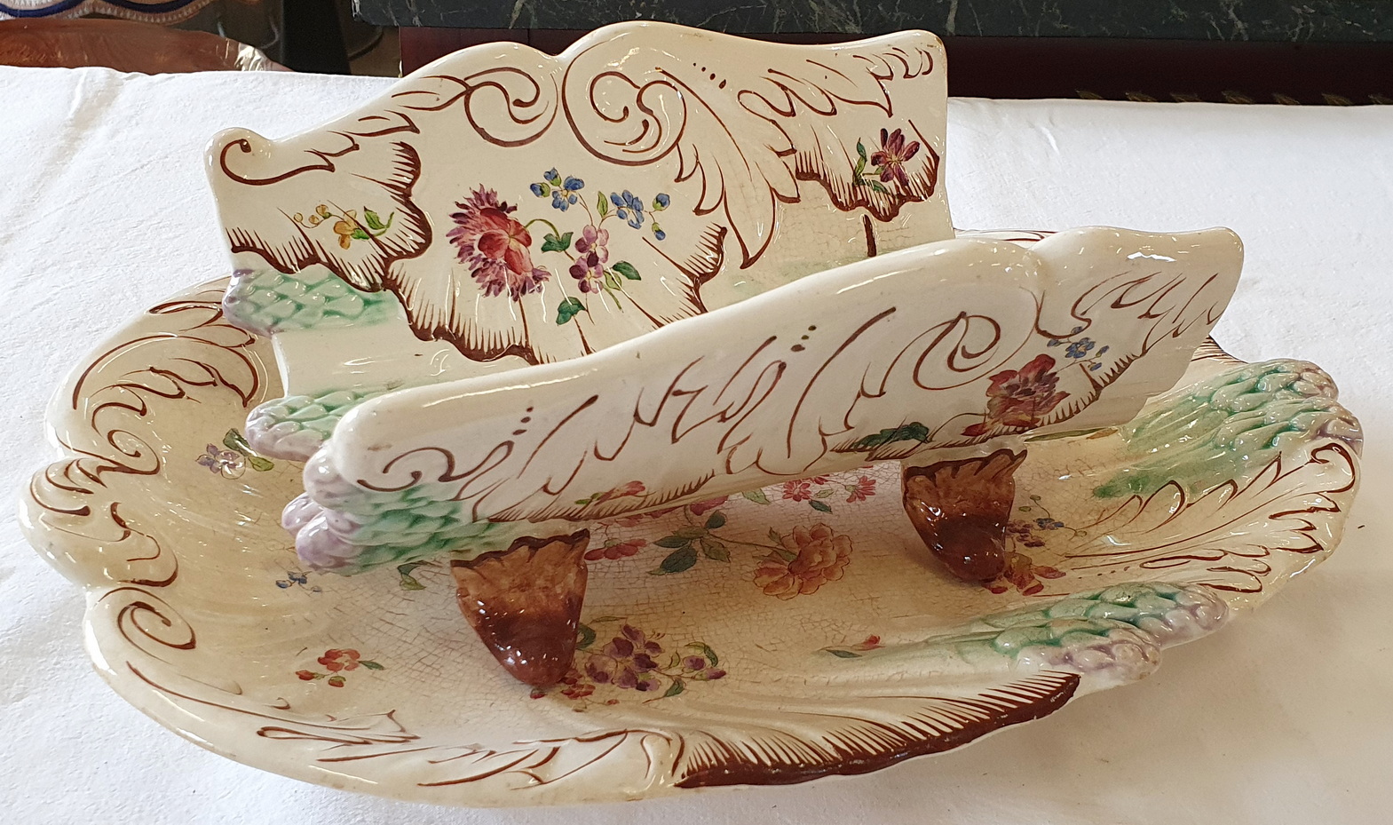 A French Majolica Asparagus Platter